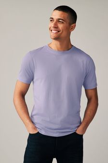紫羅蘭色 - 修身剪裁 - 基本款圓領T恤 (Q97357) | NT$310