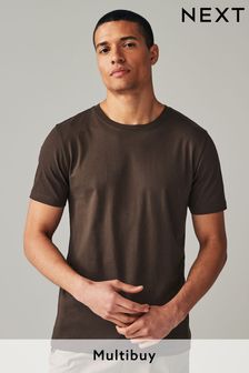 Коричневый темно-шоколадный - Зауженный крой - Базовая футболка с круглым вырезом (Q97381) | €9