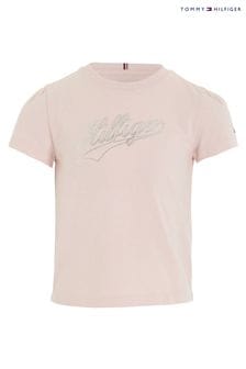 Tommy Hilfiger Rosa Hilfiger T-Shirt mit Schriftzug​​​​​​​ (Q97539) | 34 € - 41 €