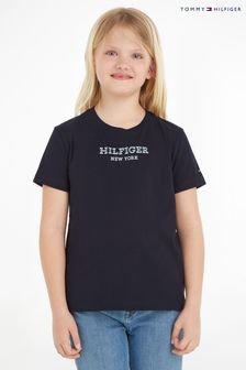 Tommy Hilfiger Blaues T-Shirt mit Monotype-Foliendruck​​​​​​​ (Q97544) | 31 € - 39 €