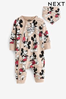 Neutral Mickey Mouse - Baby Sleepsuit And Bib 2 Piece Set (0mths-3yrs) (Q97548) | kr230 - kr270