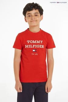 Tommy Hilfigerレッドロゴ入りTシャツ (Q97569) | ￥3,520 - ￥4,400