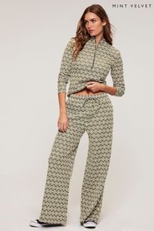 Mint Velvet Green Jacquard Trousers (Q97623) | OMR41