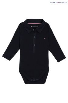 Tommy Hilfiger Blue Baby Rib Collar Bodysuit (Q97741) | €20