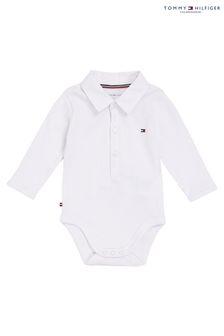 Tommy Hilfiger Baby Rib Collar White Bodysuit (Q97753) | OMR17