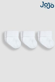 JoJo Maman Bébé White 3-Pack Rib Baby Socks (Q97776) | AED31