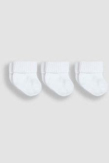 JoJo Maman Bébé White 3-Pack Rib Baby Socks (Q97776) | $9