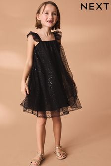 Black Sequin Tulle Party Dress (3-16yrs) (Q97865) | 143 SAR - 179 SAR