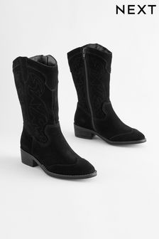 Black Tall Suede Western Boots (Q97910) | €76 - €86