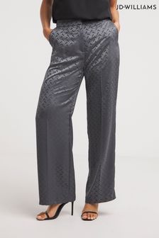 Szare żakardowe spodnie Jd Williams z szerokimi nogawkami i geometrycznym wzorem (Q97914) | 120 zł