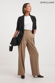 JD Williams Camel Pleated Wide Leg Brown Trousers (Q97922) | €44