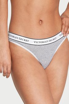 Victoria's Secret Medium Heather Gray Thong Logo Knickers (Q98061) | €11