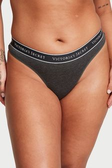 Victoria's Secret Charcoal Heather Grey Thong Logo Knickers (Q98070) | €12