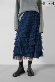 Hush Green Florence Ruffle Jersey Skirt (Q98313) | $157