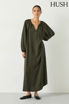 Hush Green Leilani Gathered Midi Dress (Q98316) | kr1,155