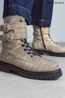 Moda In Pelle Zori Glitzernde Schnürstiefel mit dicker Sohle und zwei Riemen, Goldfarben (Q98340) | 99 €