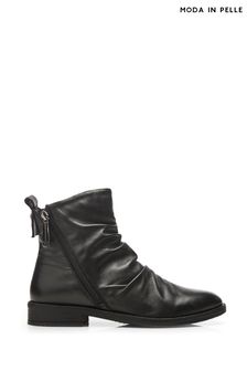 Moda in Pelle Bren Black Ruched Calf Height Ankle Boots (Q98341) | €95