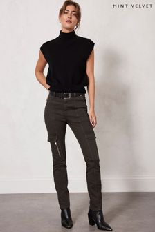 Mint Velvet Khaki Clean Cargo Jeans (Q98413) | ￥17,440