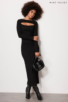 Mint Velvet Black Jersey Midi Dress (Q98448) | kr1,285