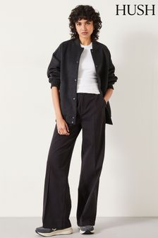 Hush Black Camille Flat Front Cotton Trousers (Q98470) | kr1,103