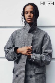 Hush Black Rose Check Double Breasted Coat (Q98499) | €281