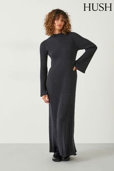Hush Grey Karo Ribbed Knitted Dress (Q98501) | LEI 657
