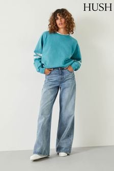 Hush Blue Metallic Stripe Relaxed Sweatshirt (Q98518) | 36 €