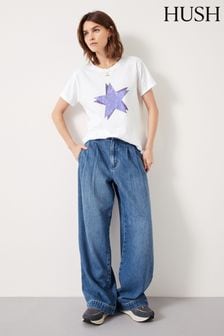 Hush White Double Star Relaxed T-Shirt (Q98534) | €16