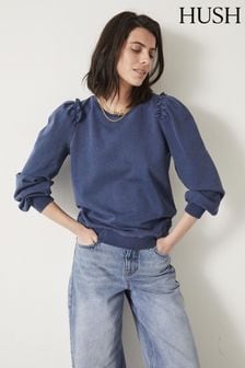 Blue - Hush Emilia Ruffle Purple Sweatshirt (Q98562) | kr1 010