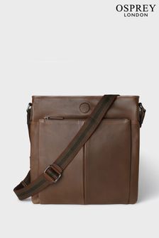 Коричневая кожаная сумка с длинным ремешком Osprey London The Compass (Q98767) | €325