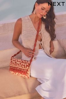 Red Macramé Crochet Cross-Body Bag (Q98868) | 942 UAH