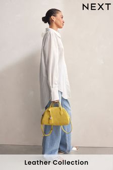 Lime Green Leather Bowler Bag (Q98874) | CA$108