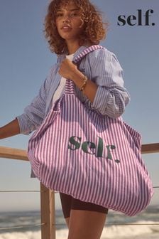 self. Pink Stripe Shopper Bag (Q98880) | Kč950