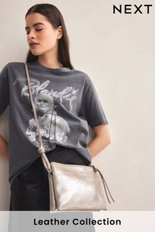 Silver Leather Cross-Body Bag (Q98885) | HK$238