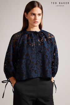 Ted Baker Blue Puff Sleeve Blouse With Tie Detail (Q98989) | €78