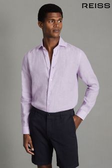 Reiss Orchid Ruban Linen Button-Through Shirt (Q99109) | $239