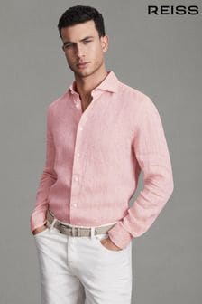 Reiss Flamingo Ruban Linen Button-Through Shirt (Q99110) | €140