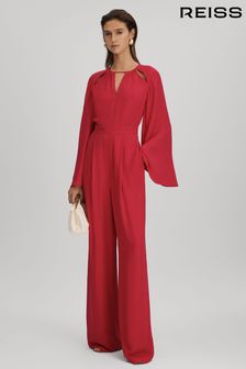 Reiss Coral Tania Cut-Out Flared Sleeve Jumpsuit (Q99114) | $646
