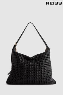 Reiss Black Vigo Leather Woven Tote Bag (Q99128) | €331