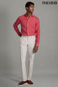 Reiss Coral Ruban Linen Button-Through Shirt (Q99132) | OMR74