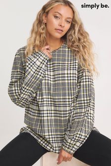 Simply Be White/Lime Green Check V-Neck Textured Top (Q99195) | €40