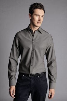 Charles Tyrwhitt Grey Non-Iron Royal Oxford Slim Fit Shirt (Q99201) | kr844