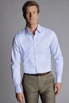 Charles Tyrwhitt Cornflower Non-iron Prince Of Wales Check Slim Fit Shirt