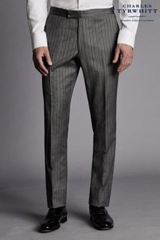 Charles Tyrwhitt Black Slim Fit Stripe Morning Suit: Trousers (Q99303) | OMR78