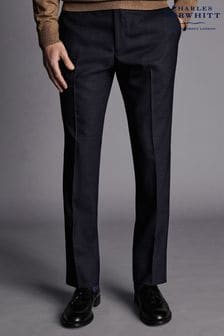 Charles Tyrwhitt Blue Slim Fit Smart Italian Luxury Trousers (Q99338) | SGD 194