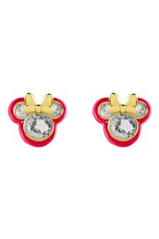 Peers Hardy Pink Disney 100 Minnie Mouse Gold Plated Cubic Zirconia Enamel Studs (Q99367) | €15.50