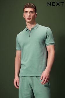 Grün - Strukturiertes Polo-Shirt (Q99385) | 36 €
