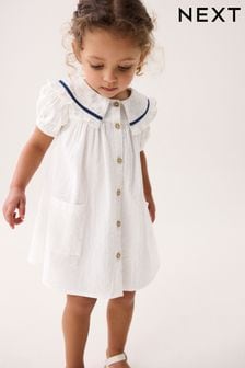 White Printed Collar Dress (3mths-10yrs) (Q99480) | €20 - €24