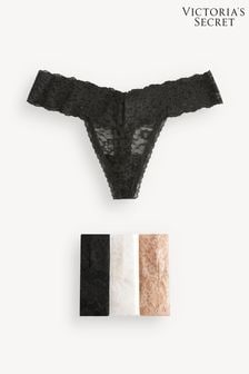 Victoria's Secret Black/Nude/White Thong Multipack Knickers (Q99591) | €23
