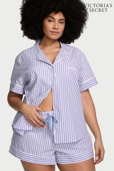 Victoria's Secret Faded Denim Blue Stripe Cotton Short Pyjamas (Q99617) | €63